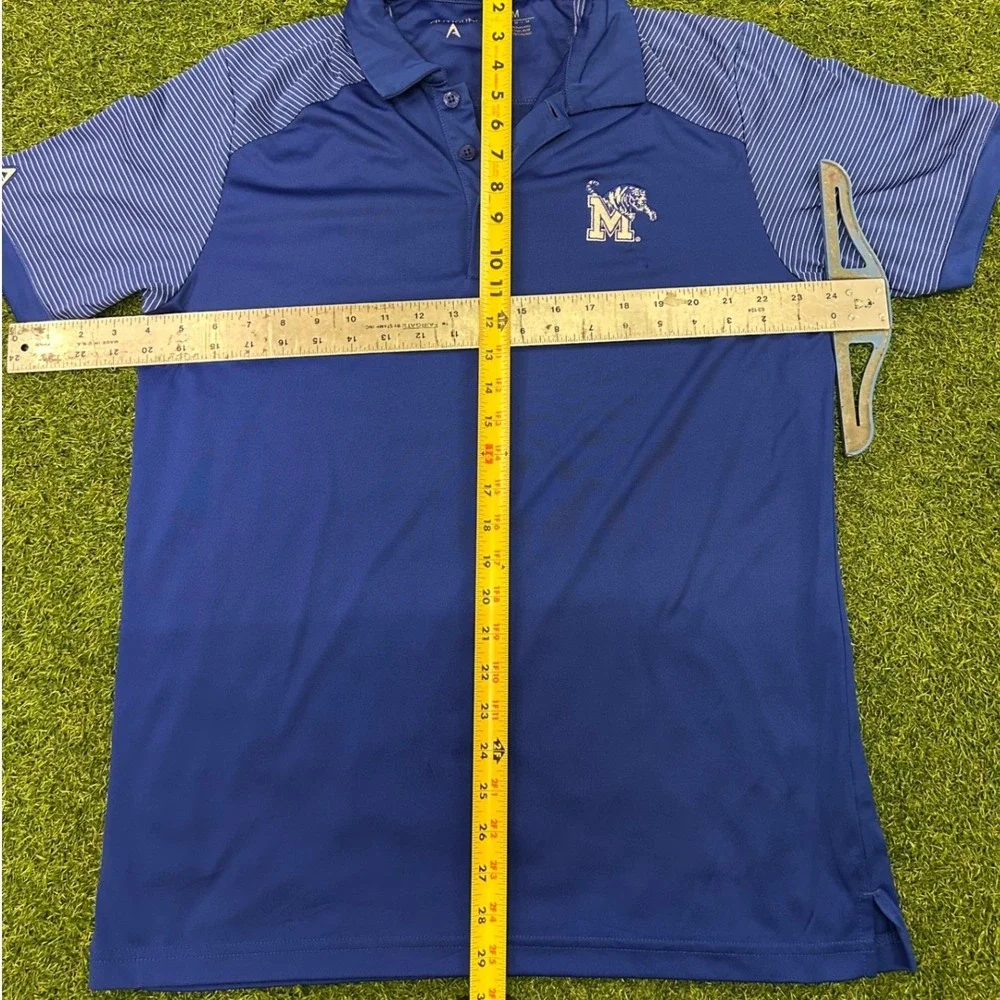 Memphis Tigers Mens Blue Striped Sleeve Performance Polo Shirt Medium